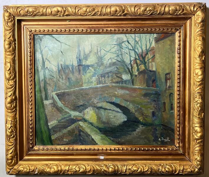 Bridge in Bruges ( oil on canvas )