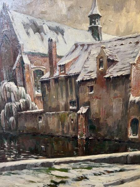 Bruges in the wintertime ( oil on panel)