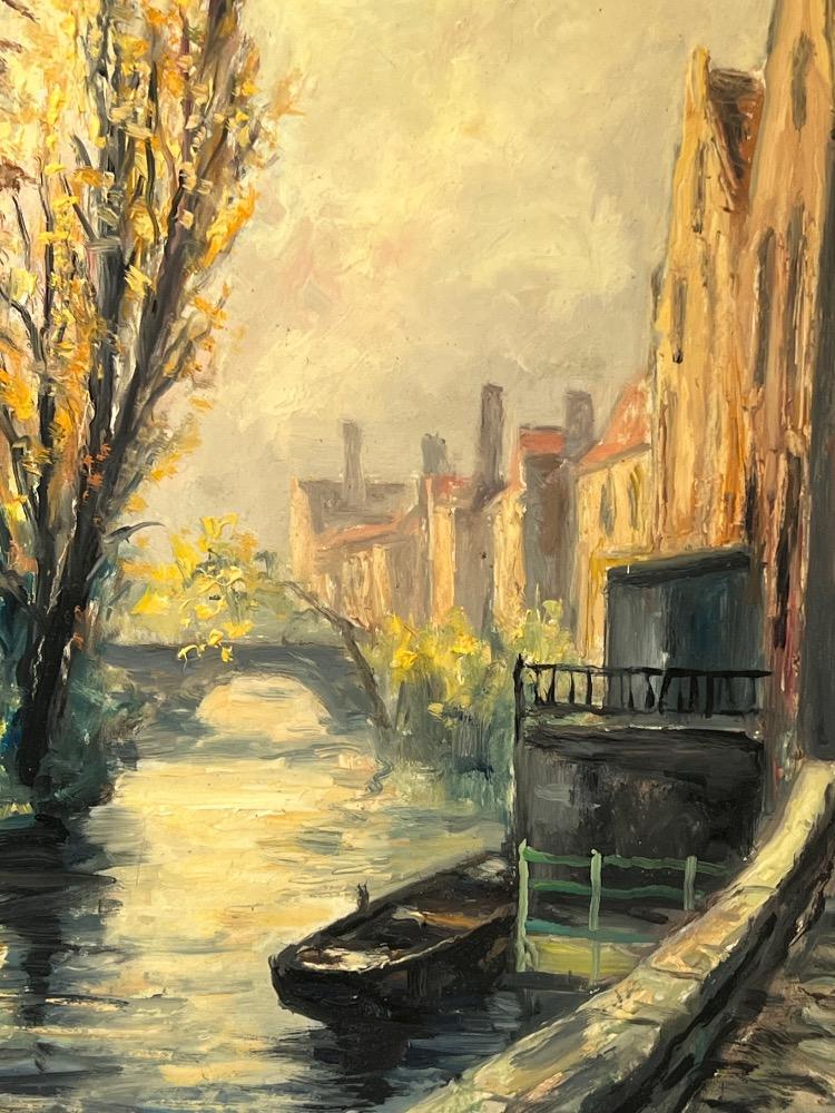 Canal in Bruges ( oil on panel )