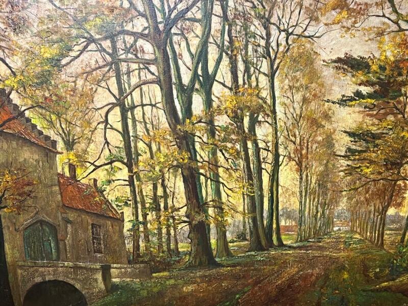 Castle in Bruges in the autumntime ( oil on canvas )