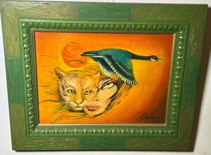 Catwoman with a goose ( oil on canvas)