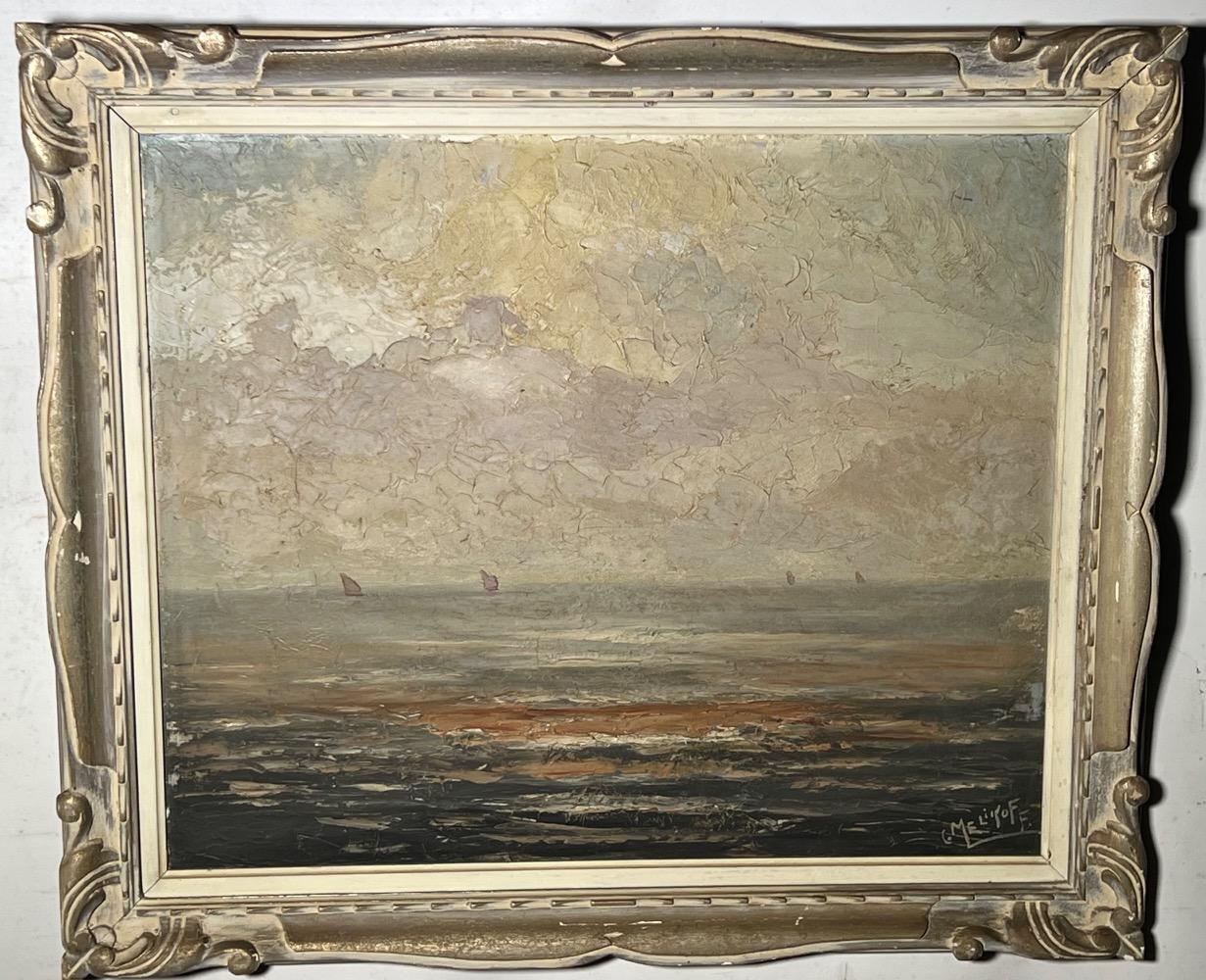 Ships at sea near Heyst( oil on panel )