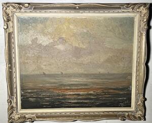 Ships at sea near Heyst( oil on panel )