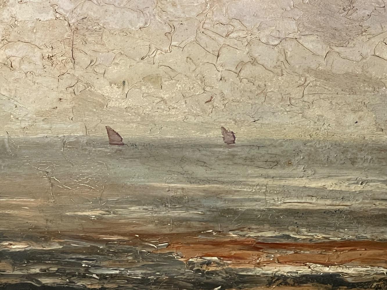 Ships at sea near Heyst( oil on panel )