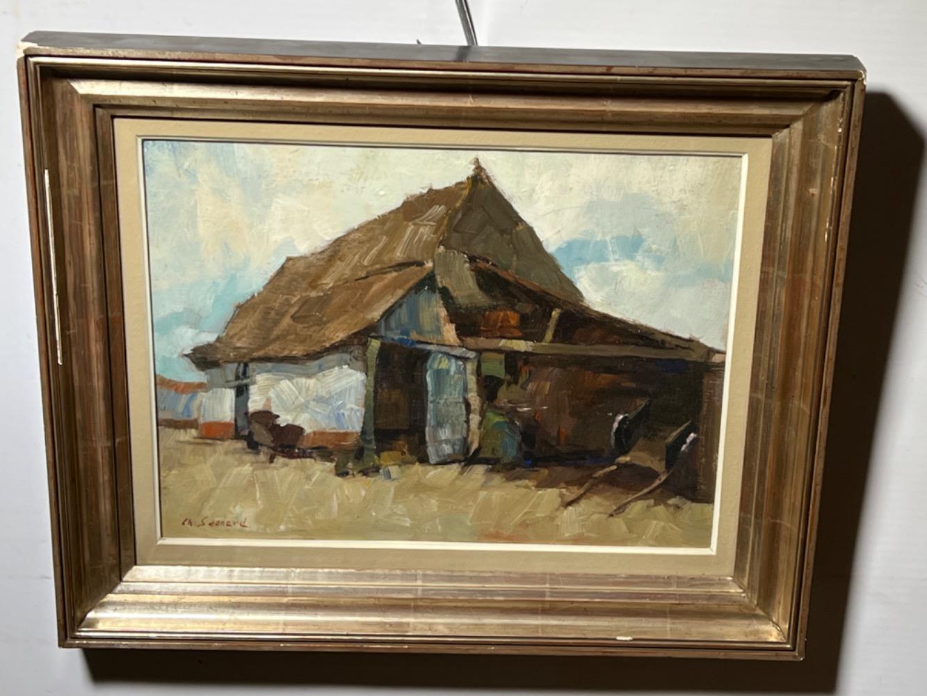 Barn in Flanders ( oil on panel )