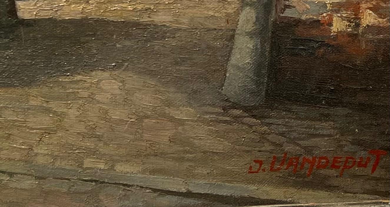 Chickens at the entrance of the farm of the castle ( oil on canvas )