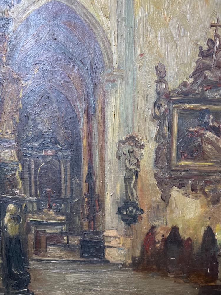 Church interior ( oil on panel )