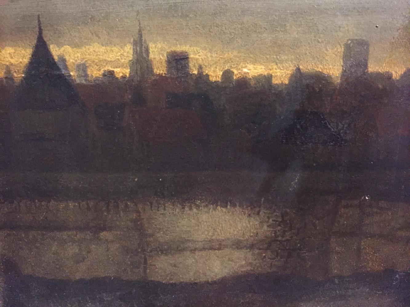 City at the river( oil on canvas)