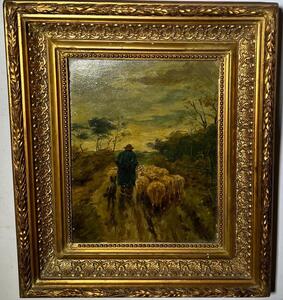 Coming home with the sheep ( oil on panel )