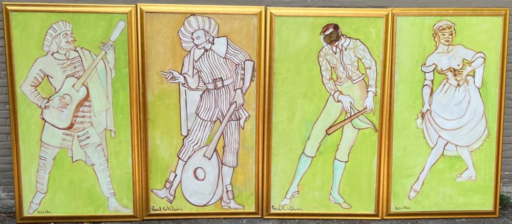 Commedia dell’Arte /4 paintings ( oil on canvas )