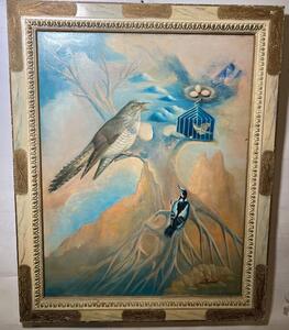 Composition with birds ( oil on canvas )