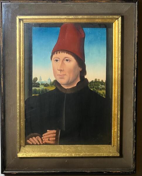 Portrait of Hans Memlinc ( oil on panel )