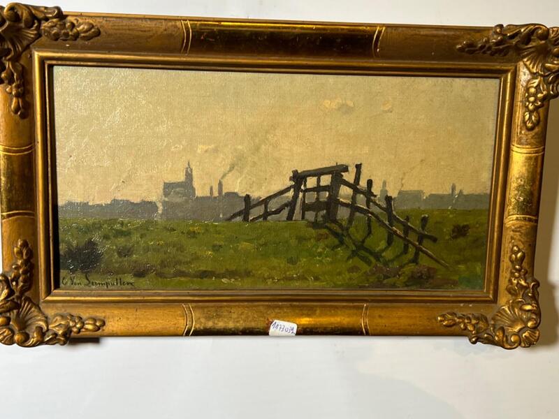 Panoramic view of the city ( oil on panel )