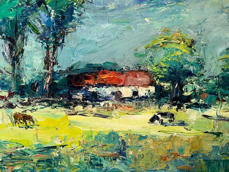 Cows at the farm ( oil on panel )