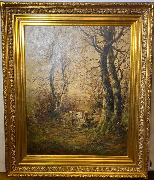 Cows at the riverside ( oil on canvas )