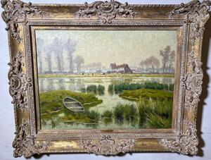 Cows in the meadows in the summertime ( oil on canvas )