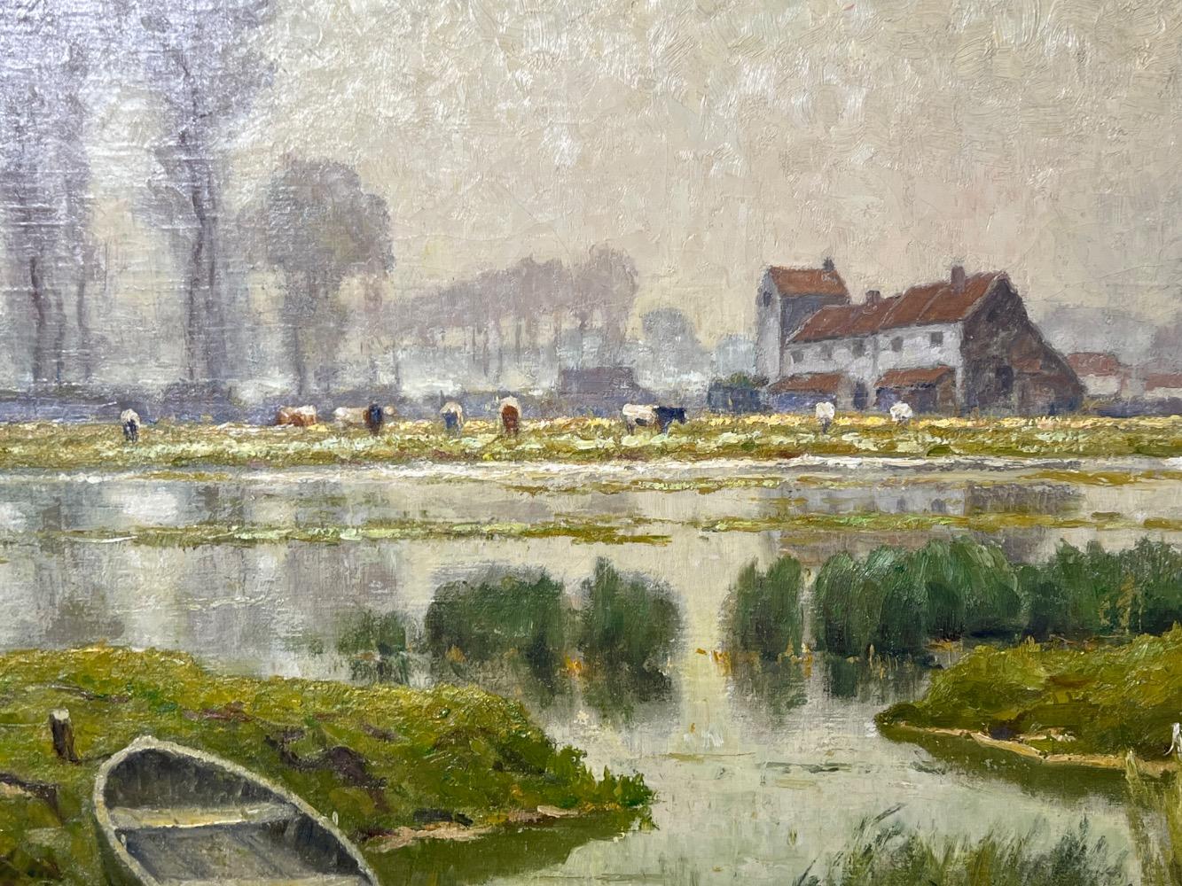 Cows in the meadows in the summertime ( oil on canvas )