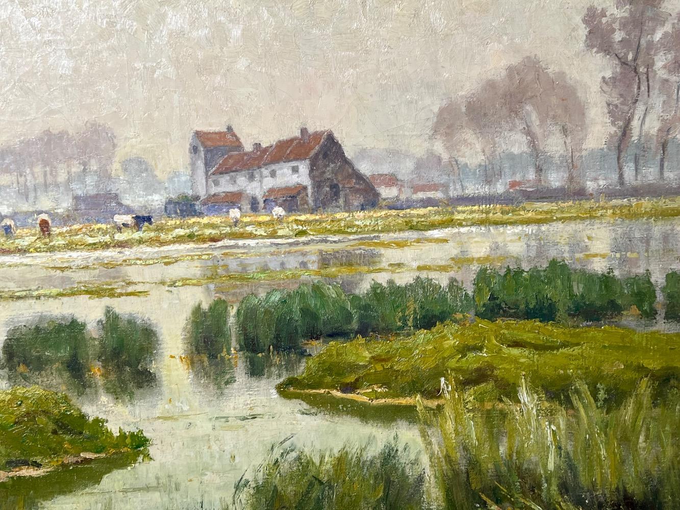 Cows in the meadows in the summertime ( oil on canvas )