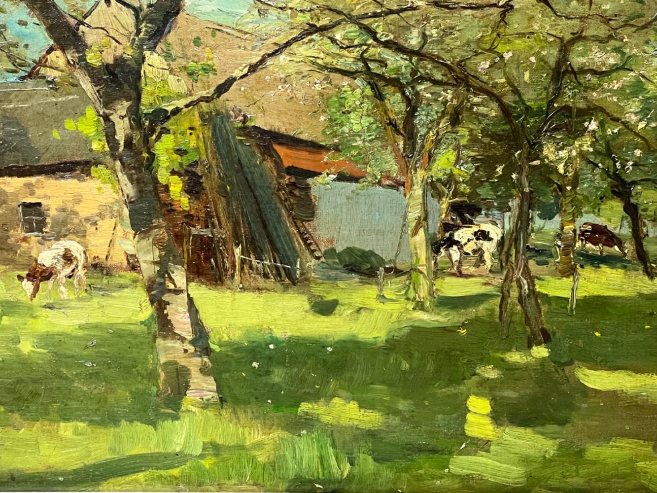 Cows in the orchard ( oil on canvas )