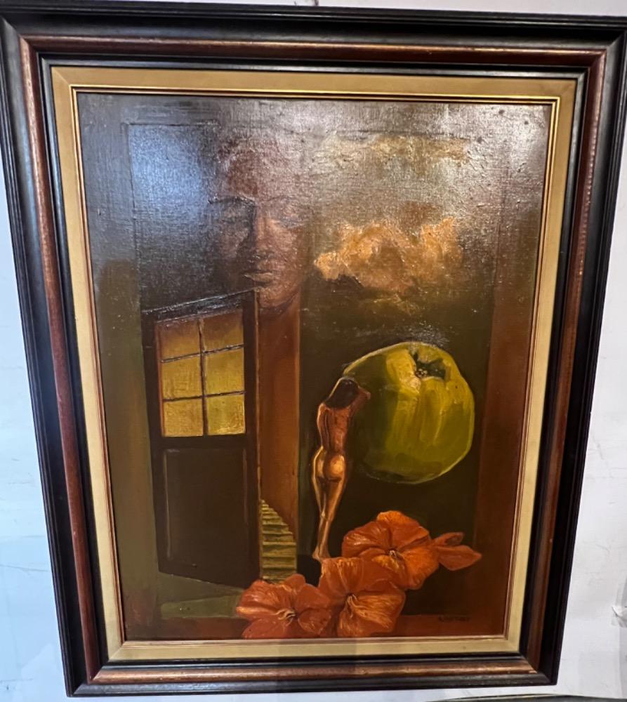 Surreel composition with the forbidden apple   ( oil on canvas)