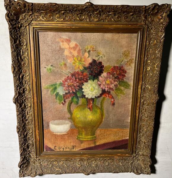 Stillife with flowers  ( oil on canvas on board )