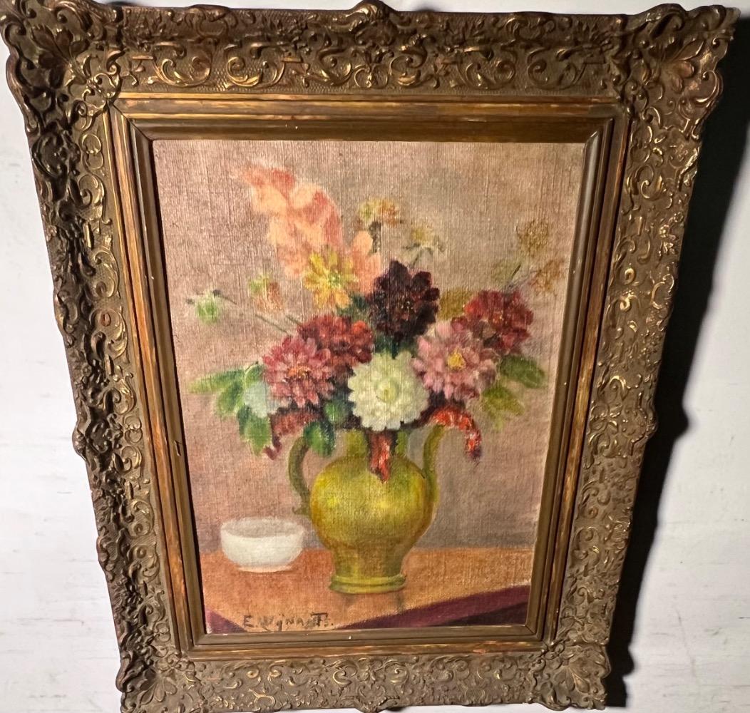 Stillife with flowers  ( oil on canvas on board )