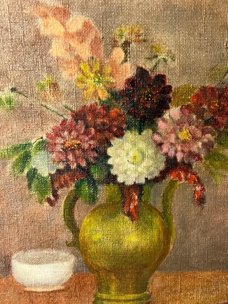 Stillife with flowers  ( oil on canvas on board )