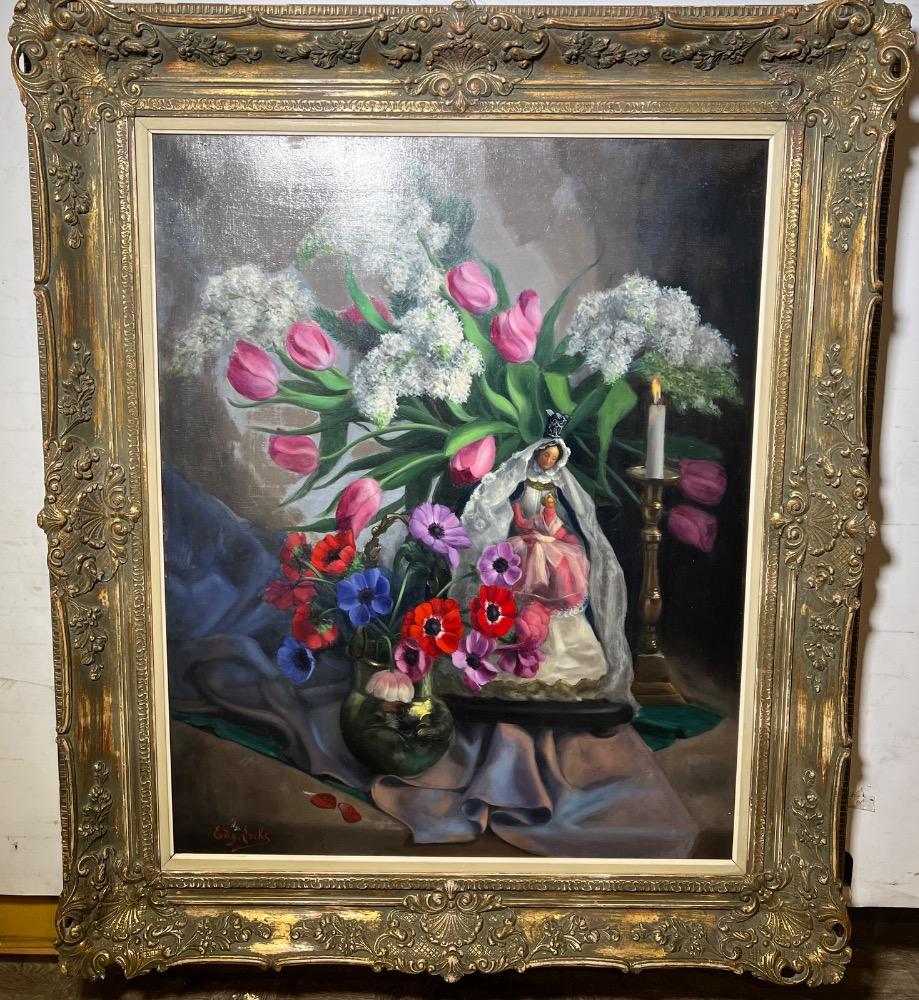 Stillife with flowers ( oil on canvas )