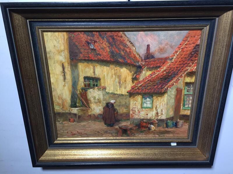 Daily Life in Bruges ( oil on canvas)