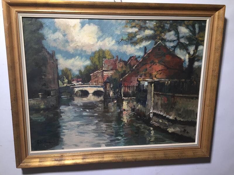 Canal in Bruges ( oil on canvas)