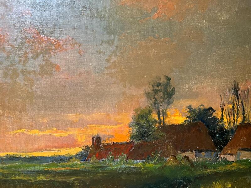 Farm in the evening ( oil on canvas )