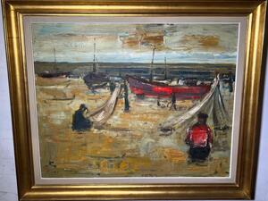 Fishermen at work on the beach ( oil on canvas )