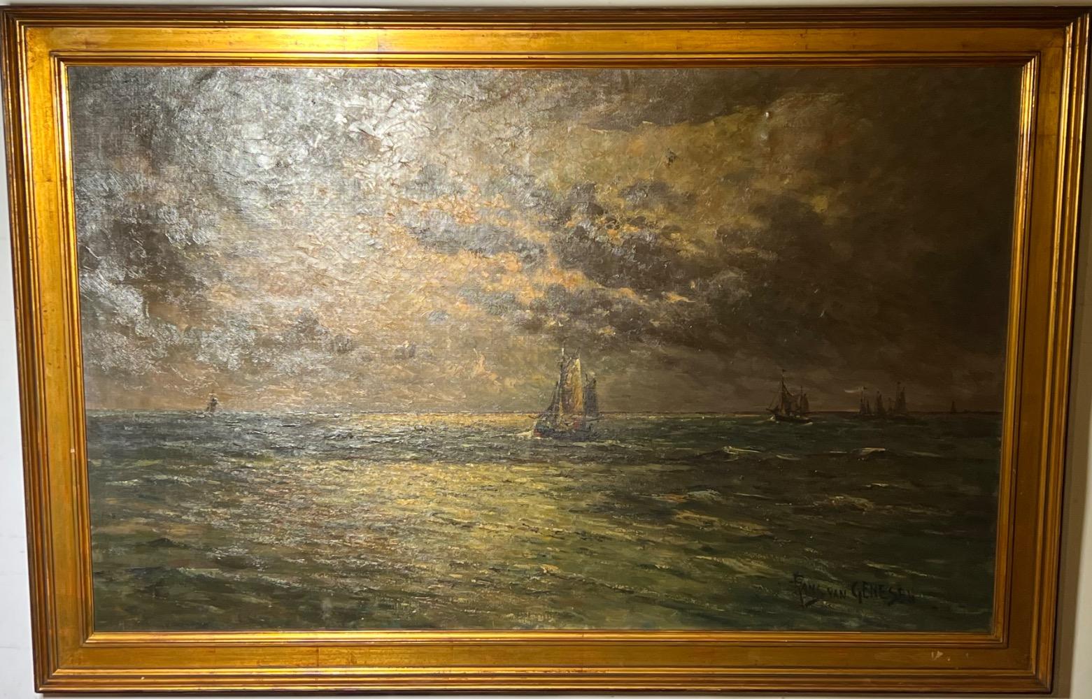 Boats at night ( oil on canvas)