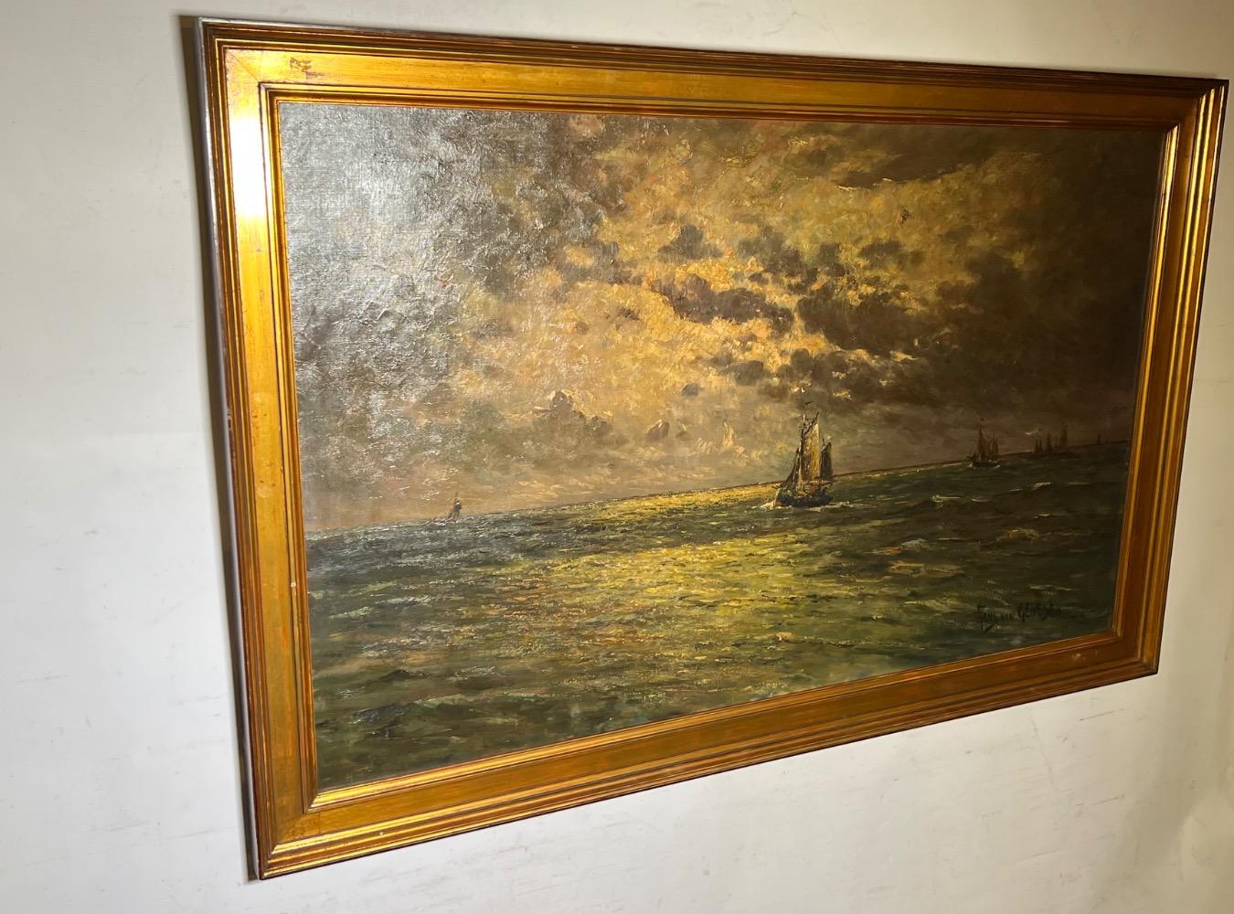 Boats at night ( oil on canvas)