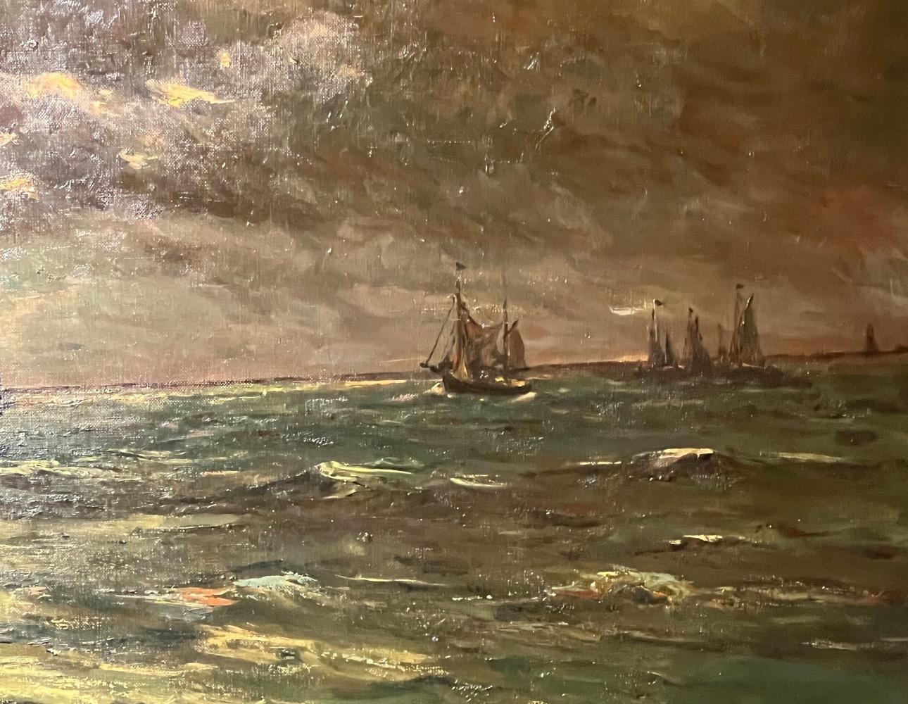Boats at night ( oil on canvas)