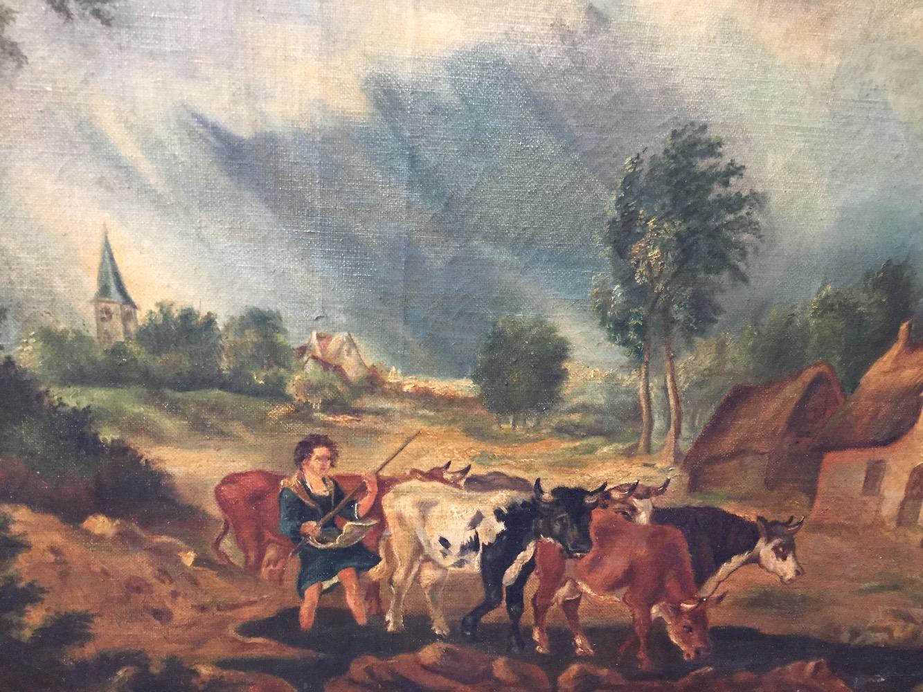 Coming home with the cattle ( oil on canvas)