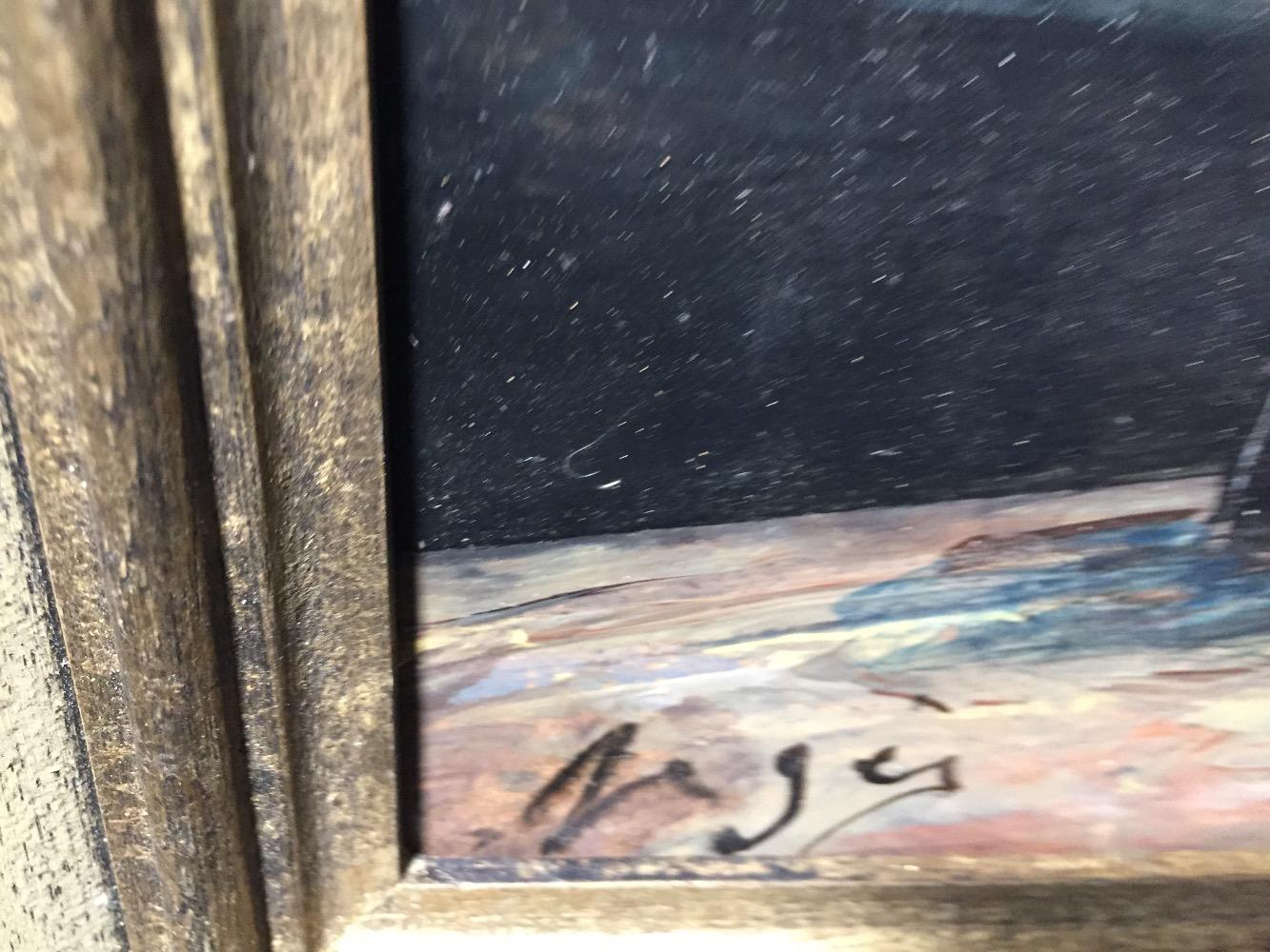 Daily Life in the harbour of Le Havre ( oil on panel )