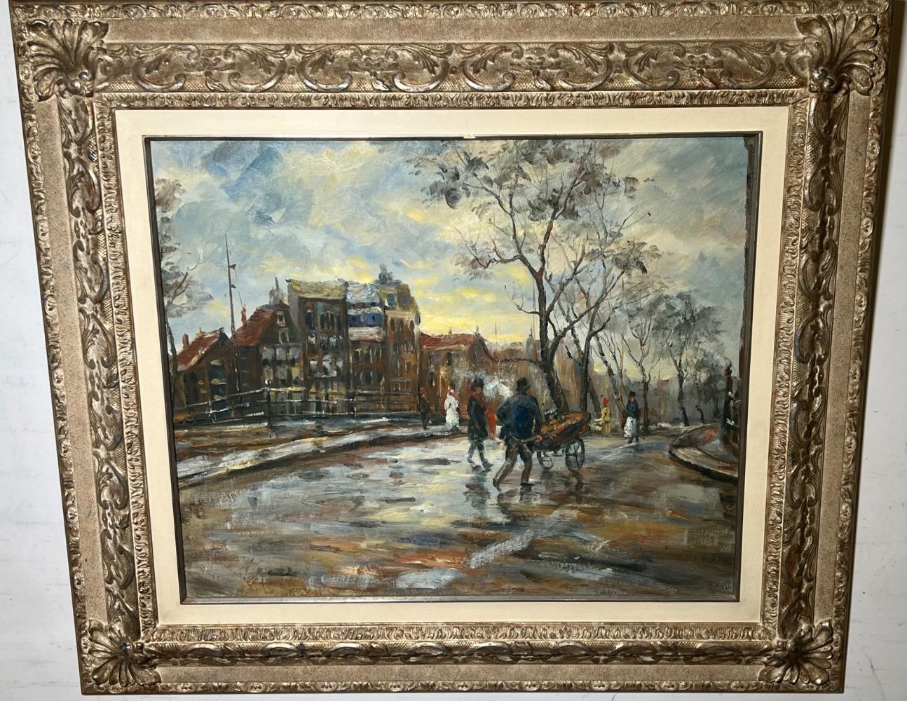 The daily life in the city ( oil on canvas )