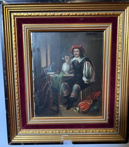 The pipesmoker ( oil on board )