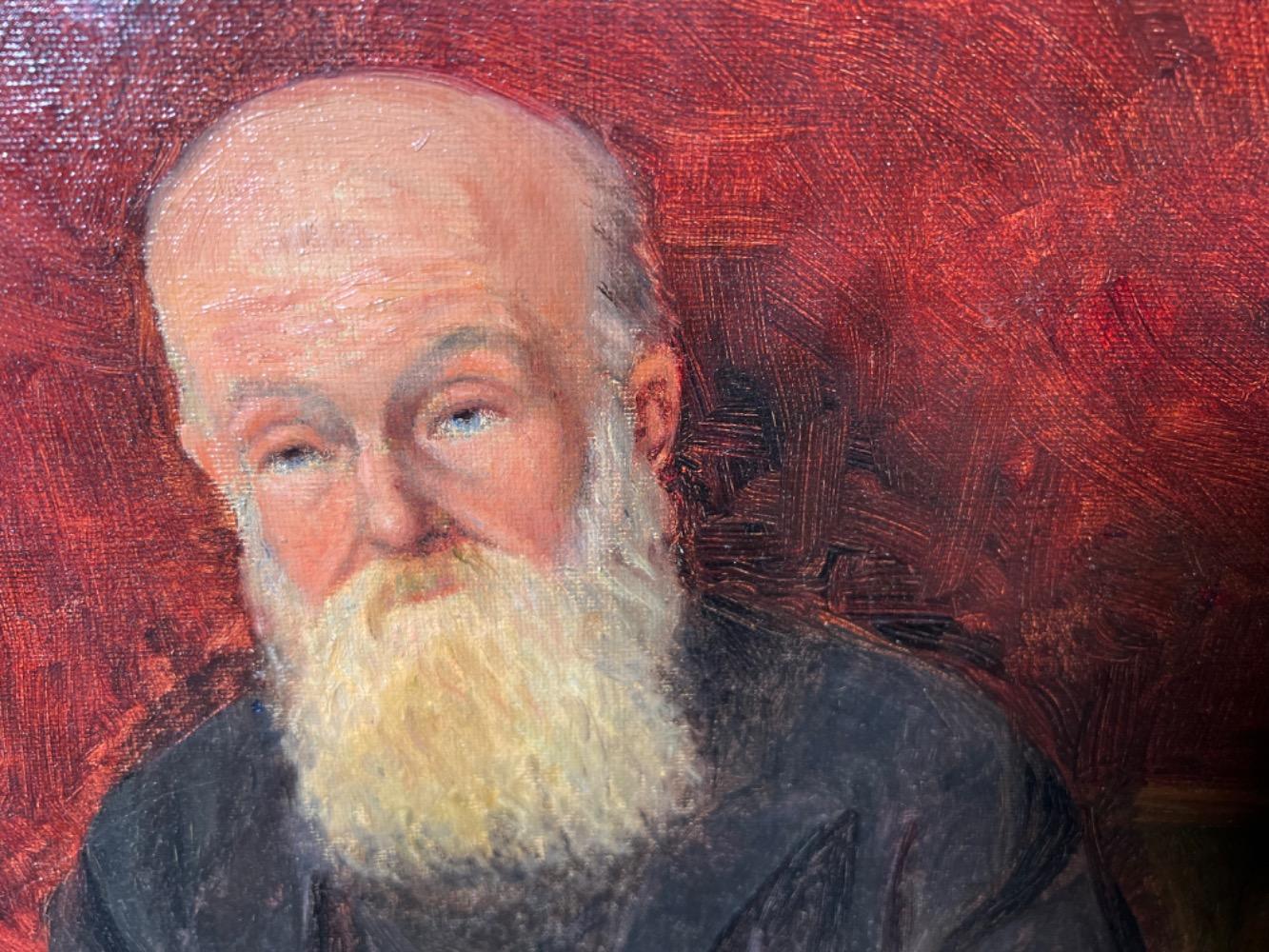 The professor with his newspaper ( oil on panel )