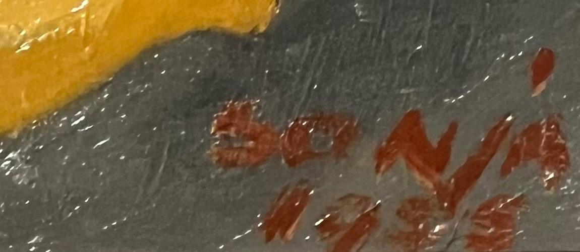 The romance of the ostrich couple ( oil on panel )