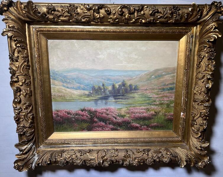 Landscape by the riverside ( oil on canvas )