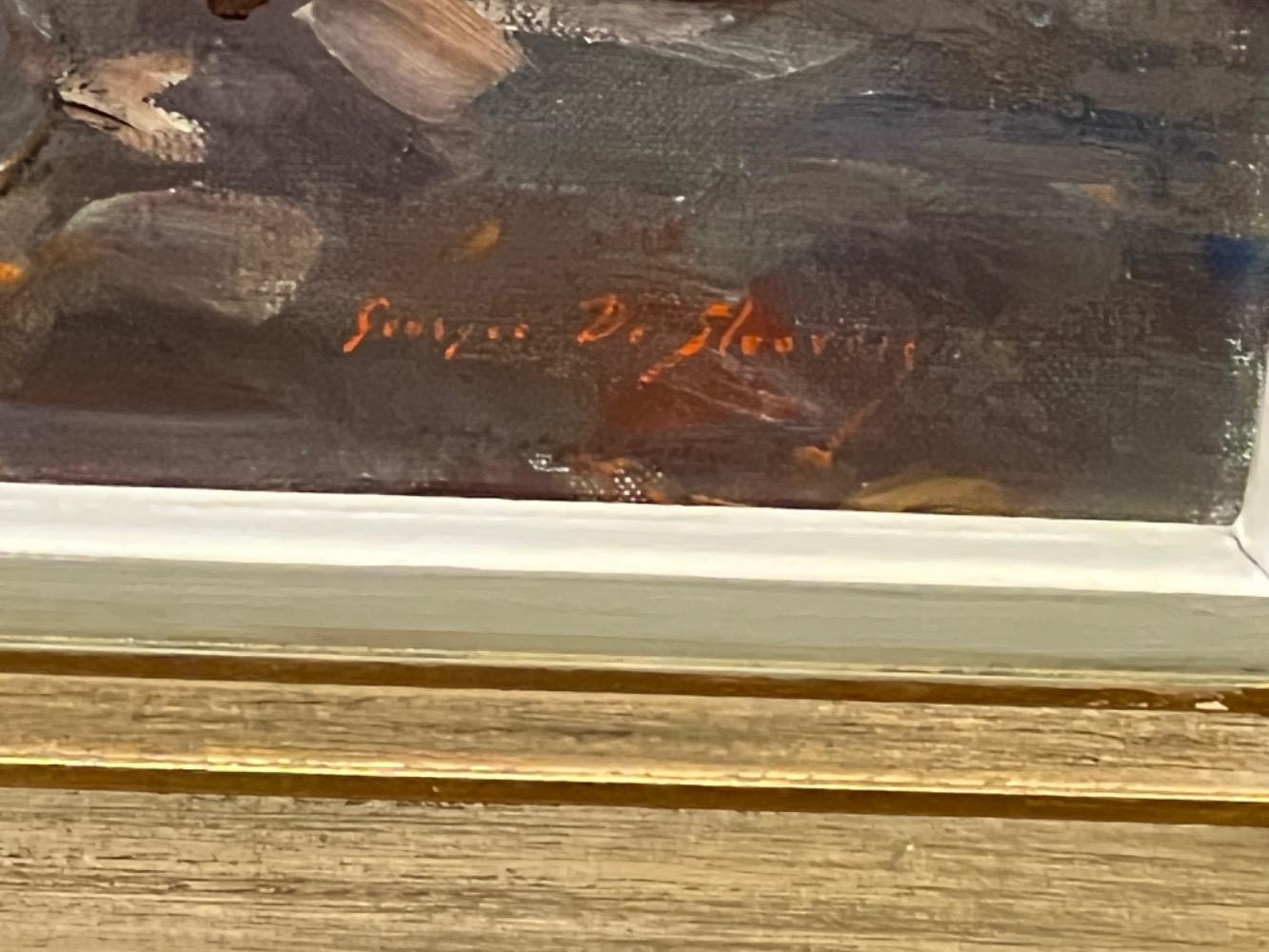 The daughter of the artist painter at work ( oil on canvas )