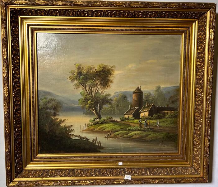 The daily life at the riverside ( oil on canvas)
