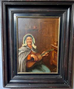 Grannies playing the guitar ( oil on panel )