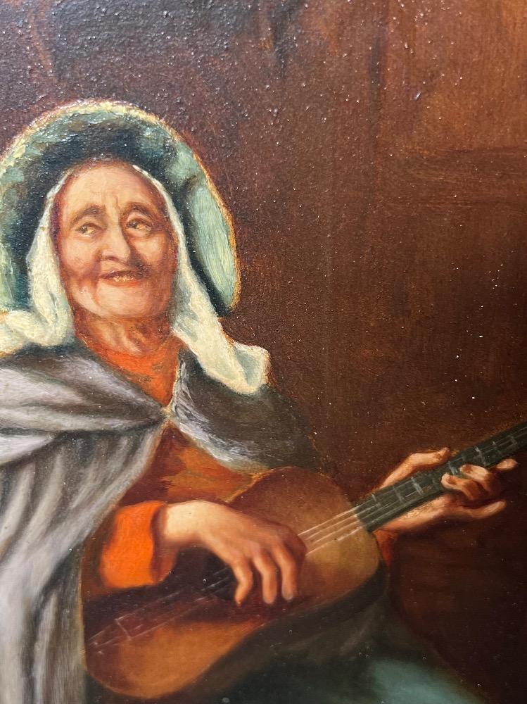 Grannies playing the guitar ( oil on panel )