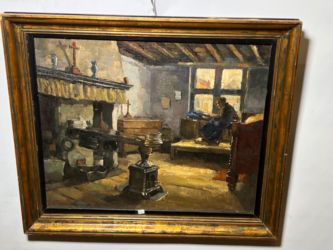 The lacemaker in Bruges ( oil on canvas )