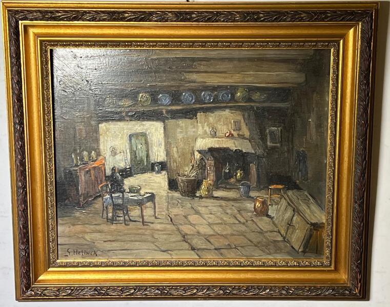 The cosy living room ( oil on panel)