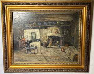 The cosy living room ( oil on panel)