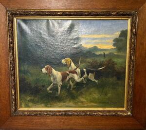 The happy hunter and his hounds ( oil on canvas )